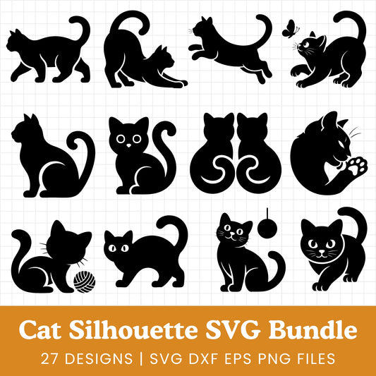 Cat Silhouette SVG Bundle