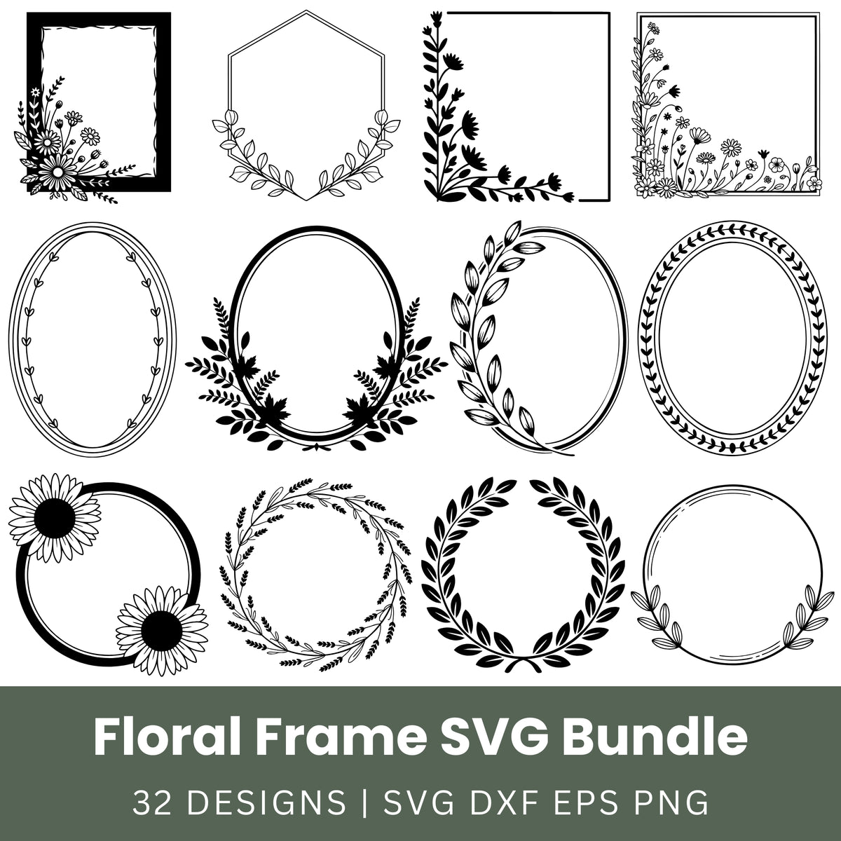 Floral Frame SVG Bundle