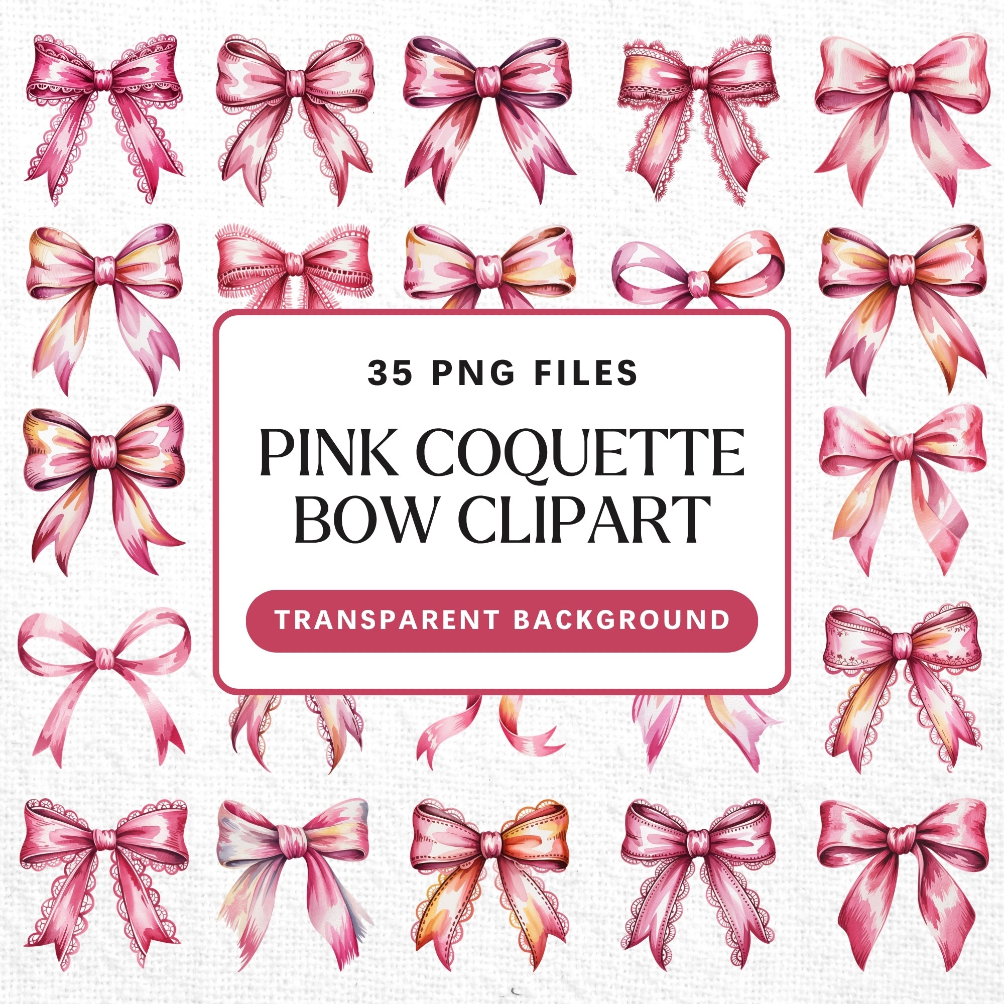 Pink Coquette Bow Clipart Pack PNG