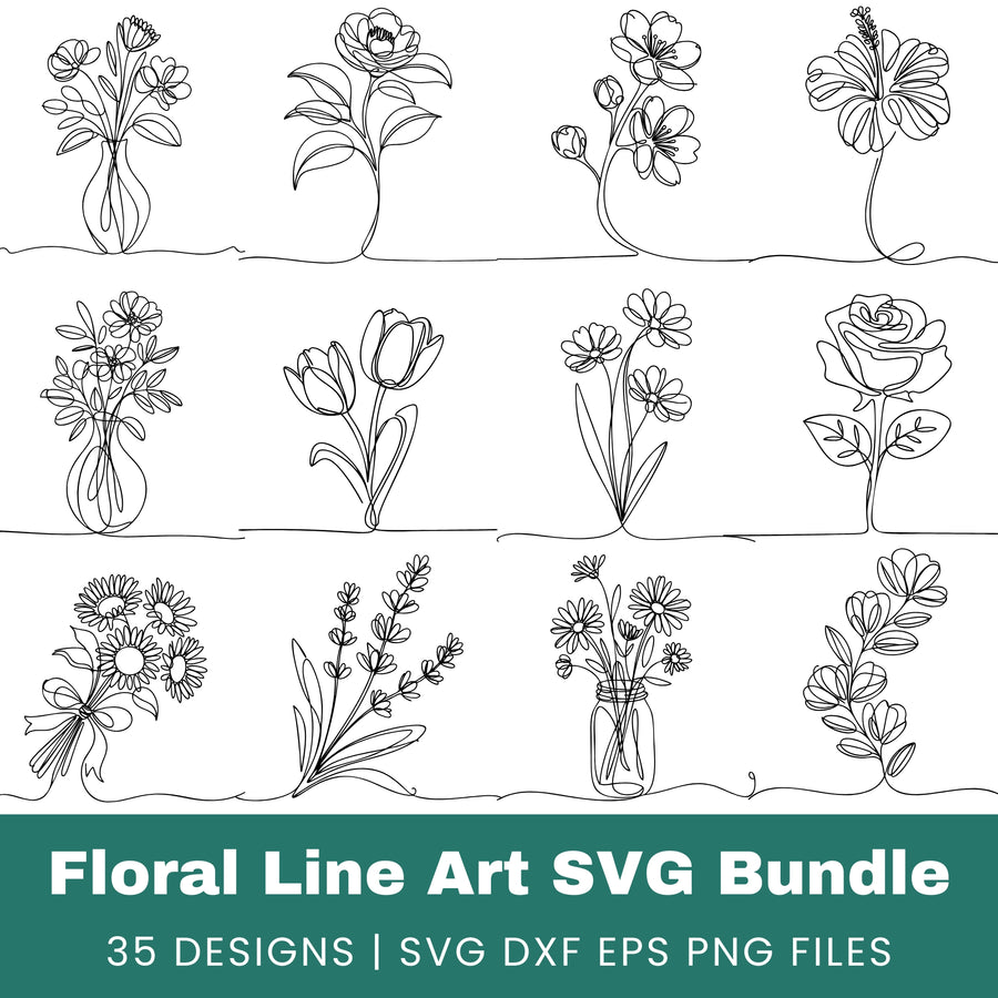 Floral Line Art SVG Bundle