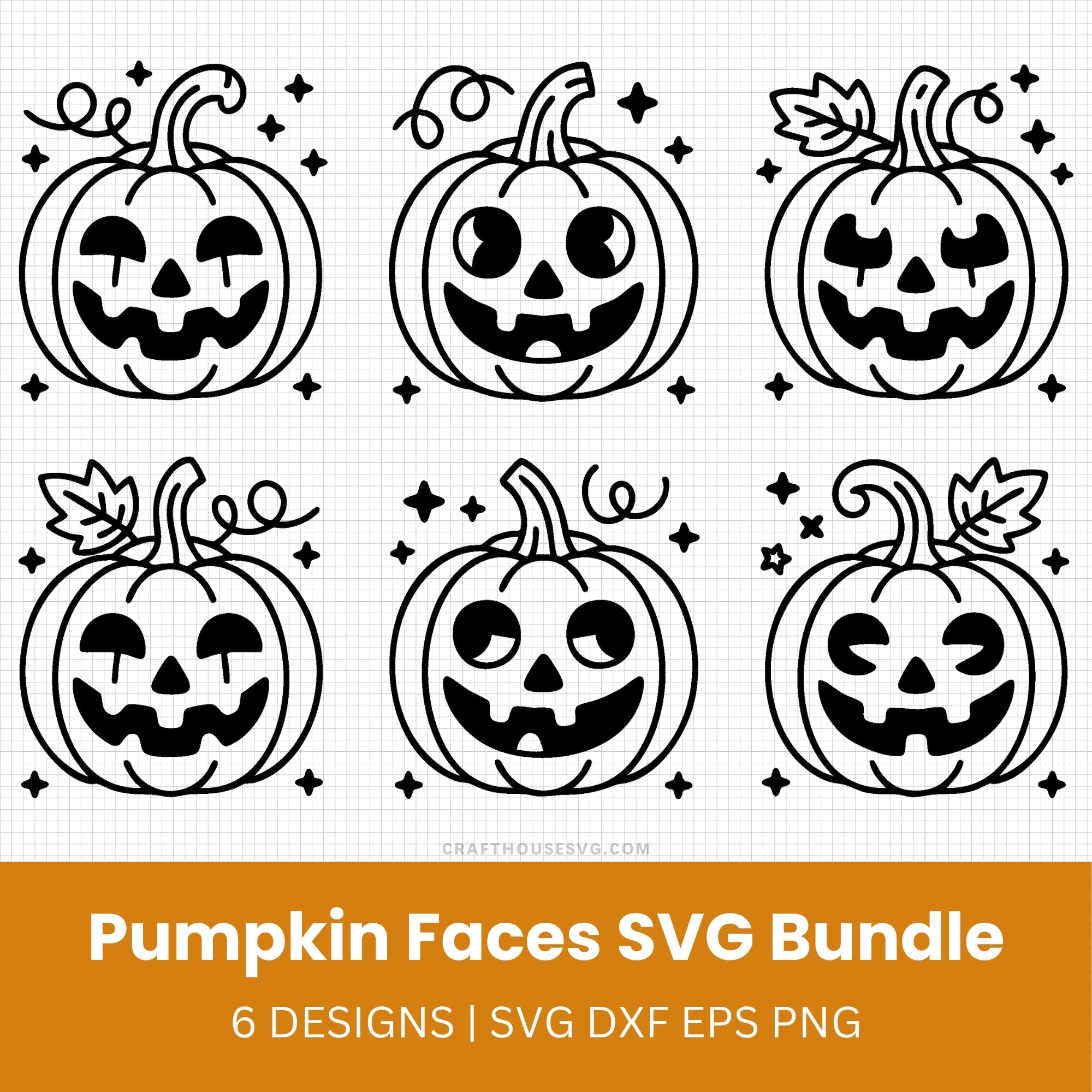 Pumpkin Faces SVG Bundle