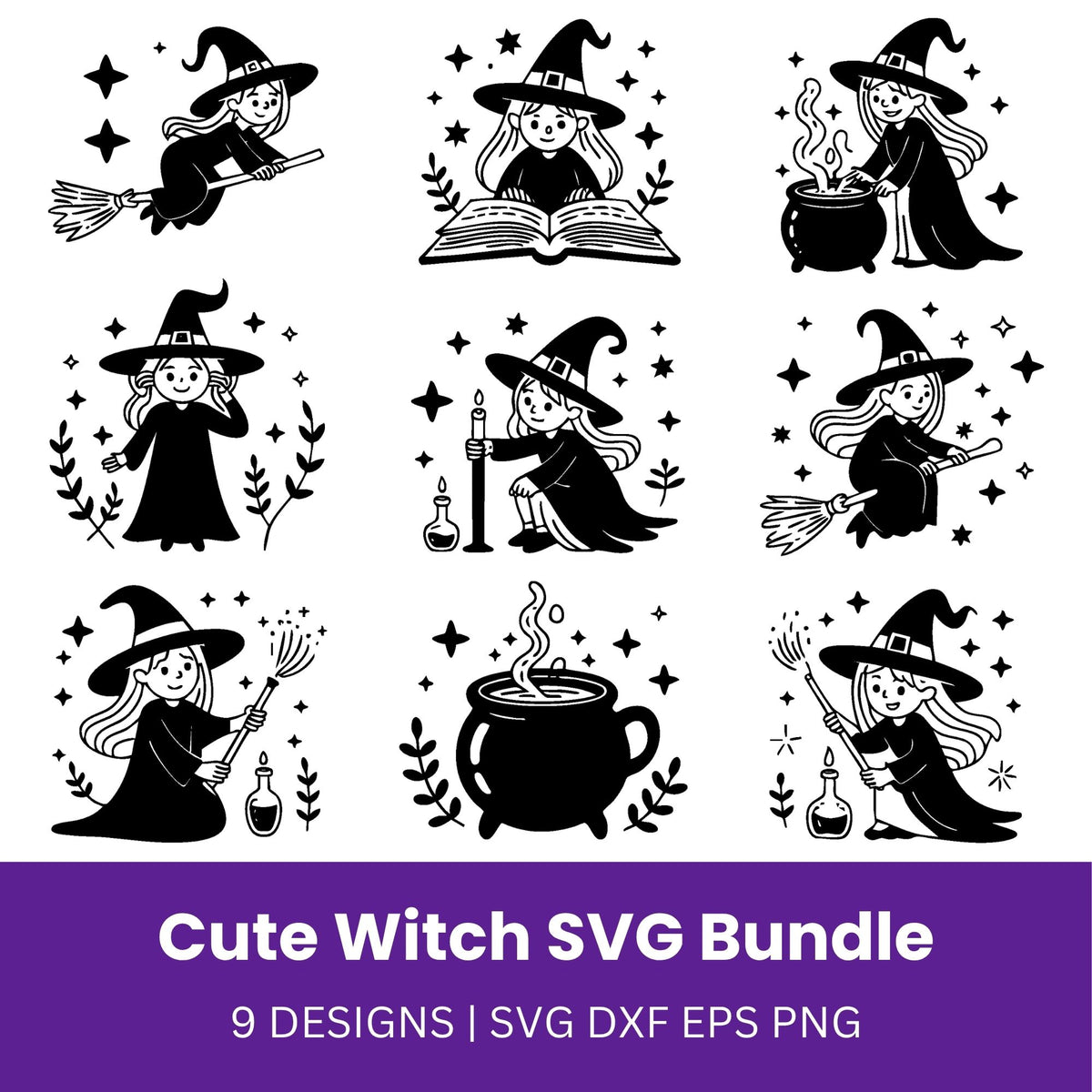 Cute Witch SVG Bundle