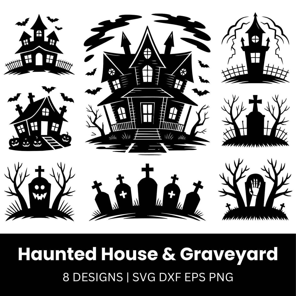 Haunted House & Graveyard SVG Bundle