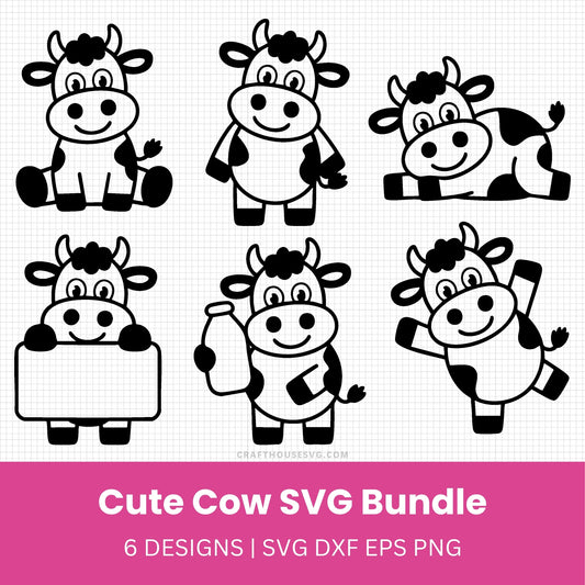 Cartoon Cow SVG Bundle - Craft House SVG