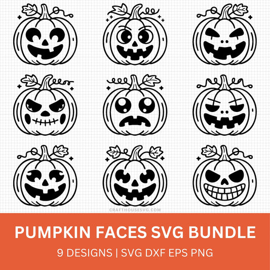 Pumpkin Faces SVG Bundle