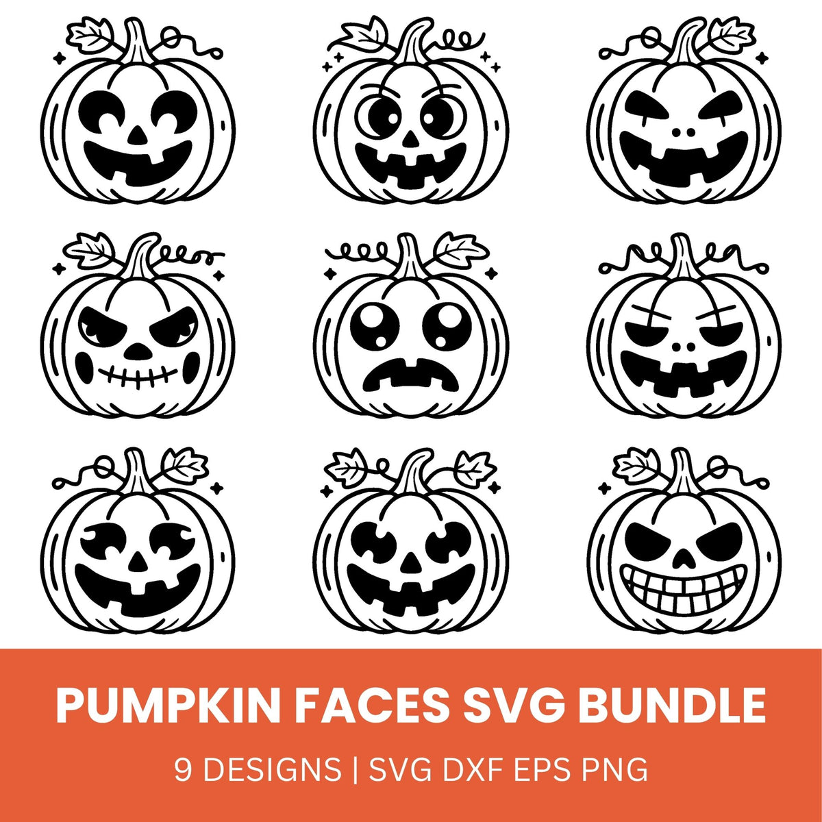 Pumpkin Faces SVG Bundle
