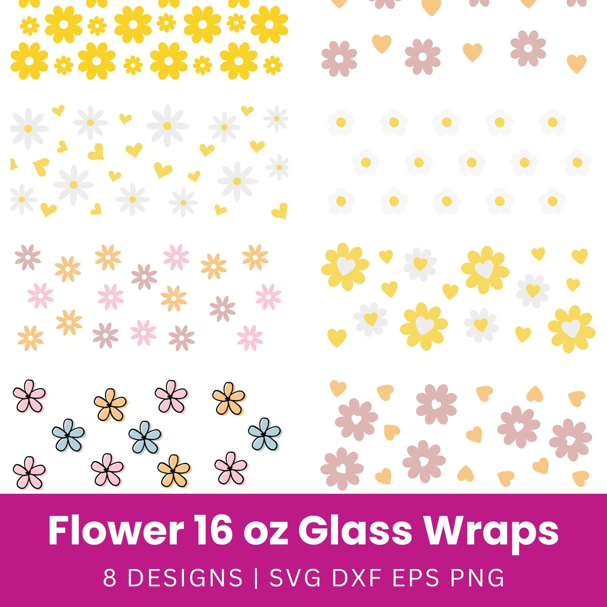 Flowers Glass Wraps SVG Bundle