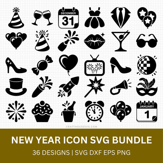 New Year Icon SVG Bundle