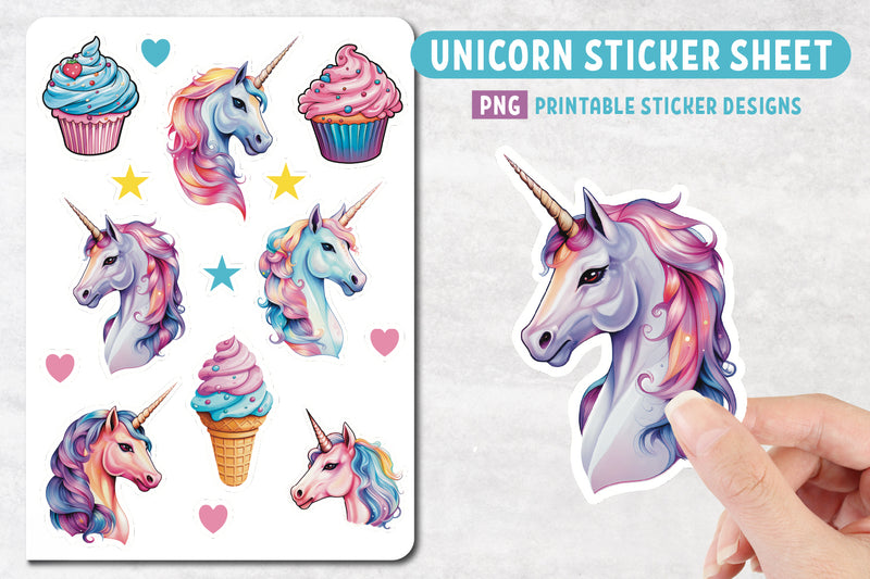 Unicorn Sticker Sheet Design