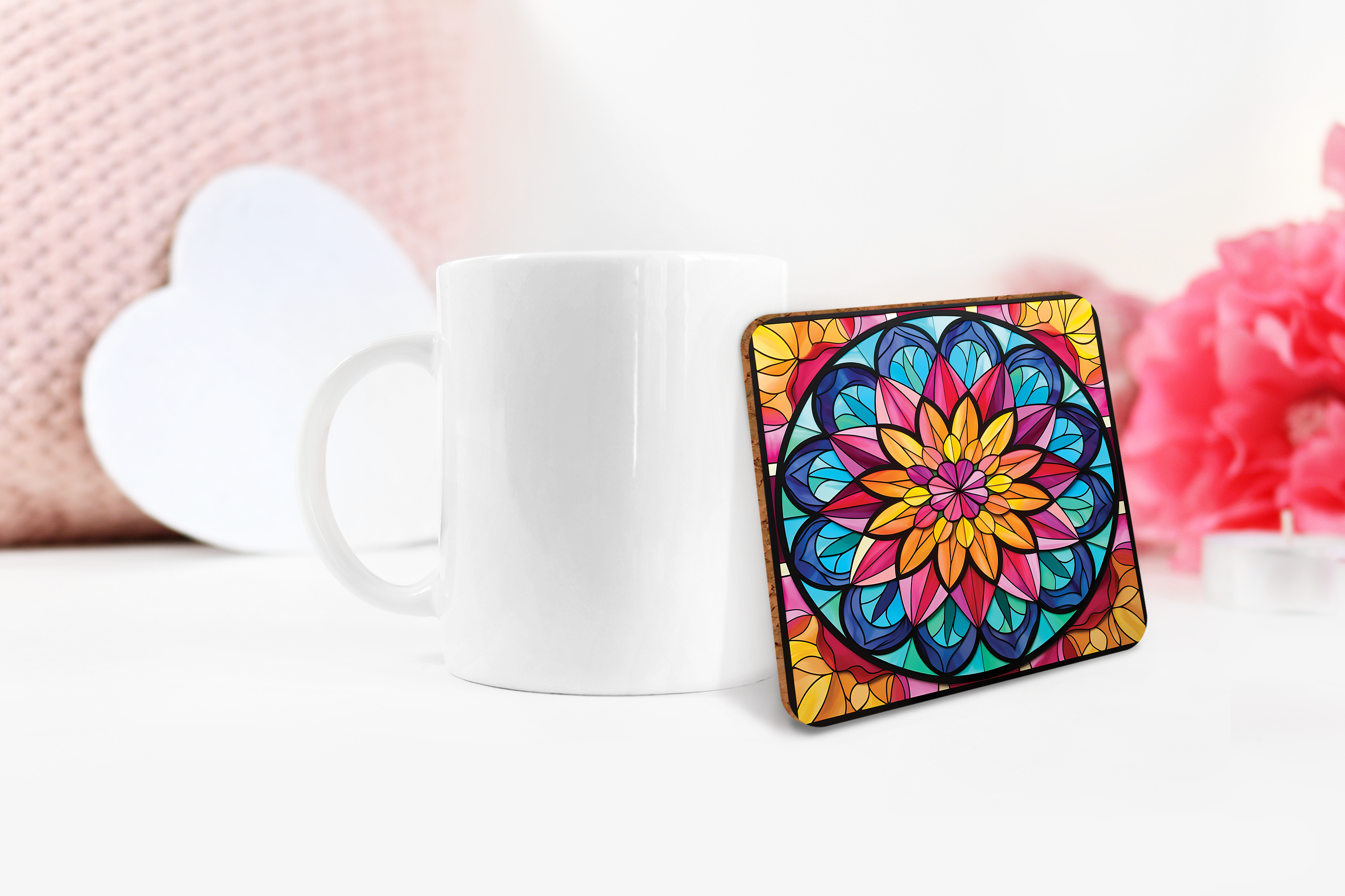Stained Glass Mandala Sublimation Bundle Coaster Designs PNG - Craft House SVG