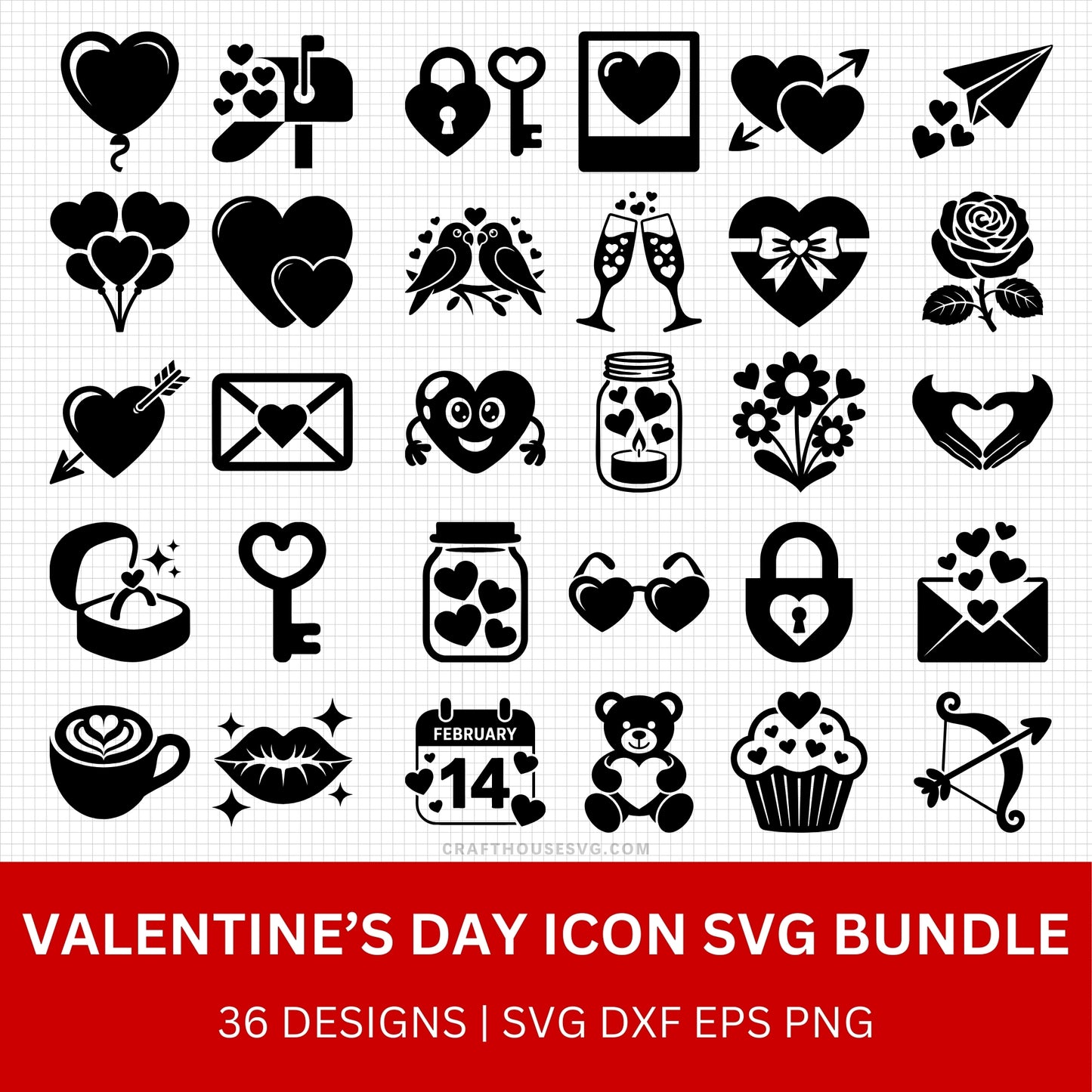 Valentine's Day Icon SVG Bundle - Craft House SVG