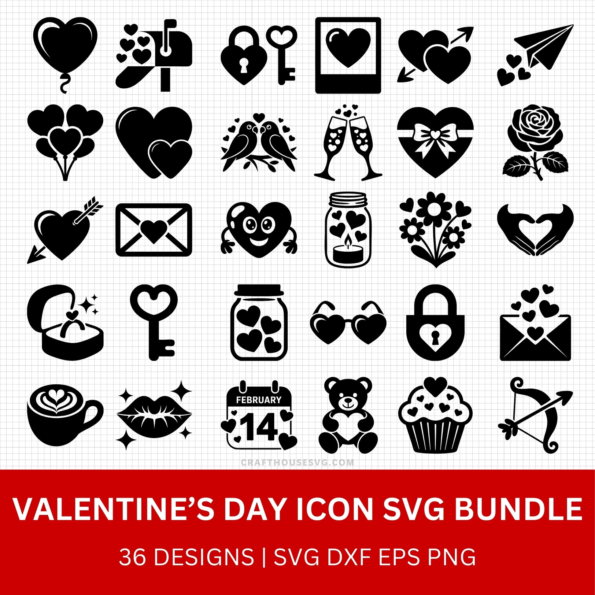Valentine's Day Icon SVG Bundle - Craft House SVG