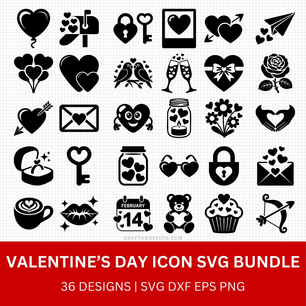 Valentine's Day Icon SVG Bundle | Craft House SVG