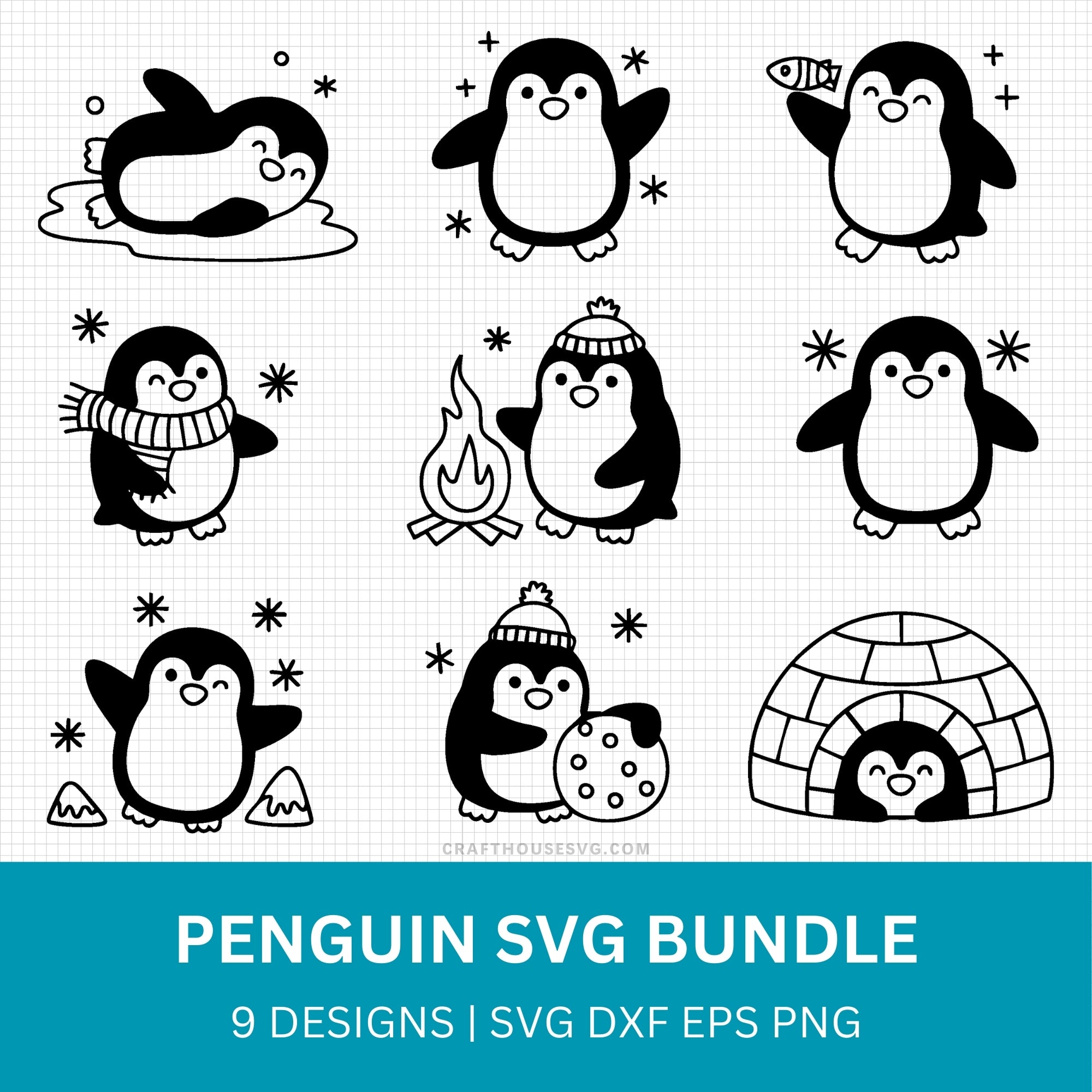Penguin SVG Bundle