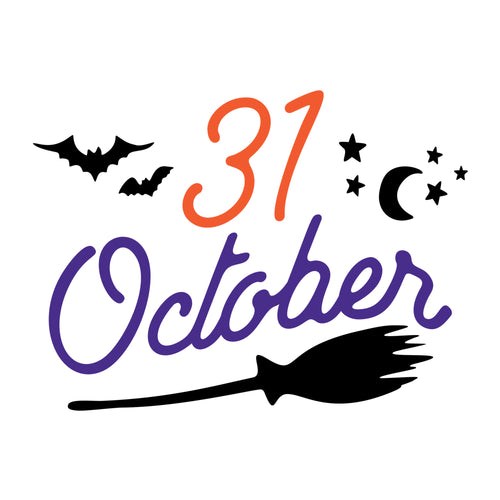 31 October SVG design for Cricut, Silhouette, laser cutting, vinyl, sublimation, and Halloween craft projects.