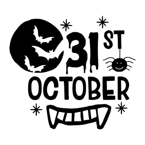 31st October SVG for Cricut, Silhouette, laser cutting, vinyl, sublimation, Halloween shirts, signs, decals, mugs, and DIY craft projects.