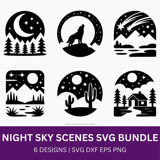 Night Sky Scene SVG Bundle