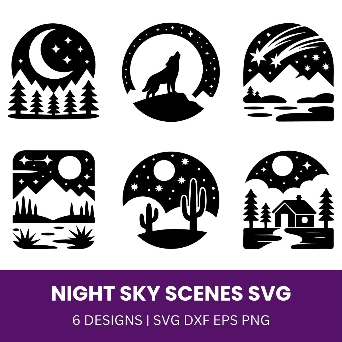 Night Sky Scene SVG Bundle