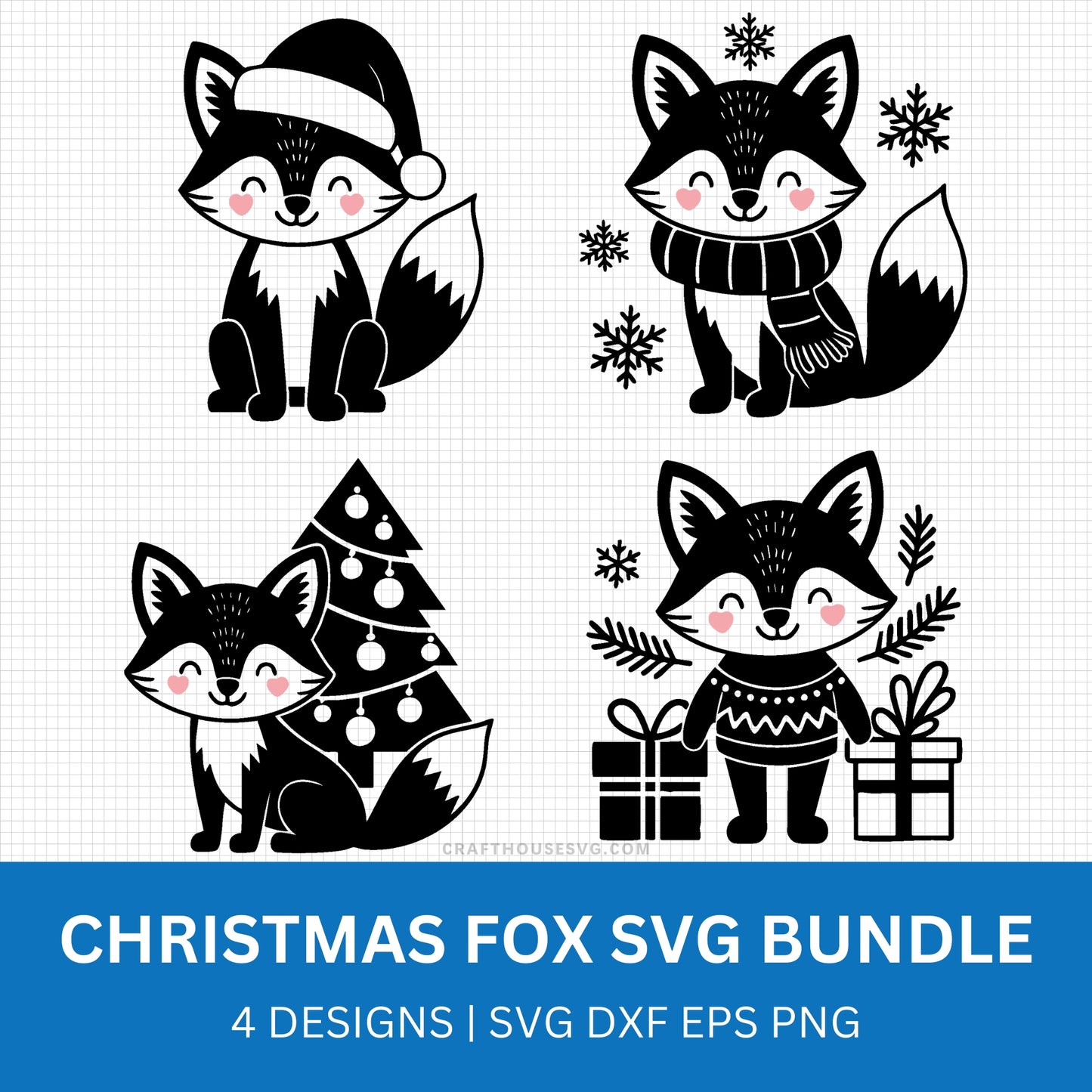 Christmas Fox SVG Bundle - Craft House SVG