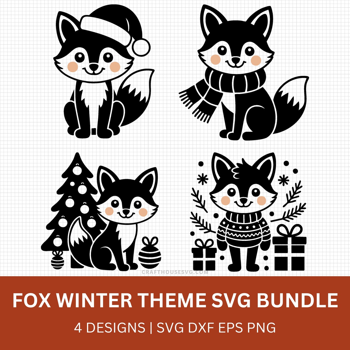 Winter Theme Fox SVG Bundle