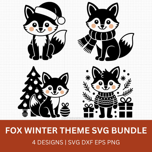 Winter Theme Fox SVG Bundle