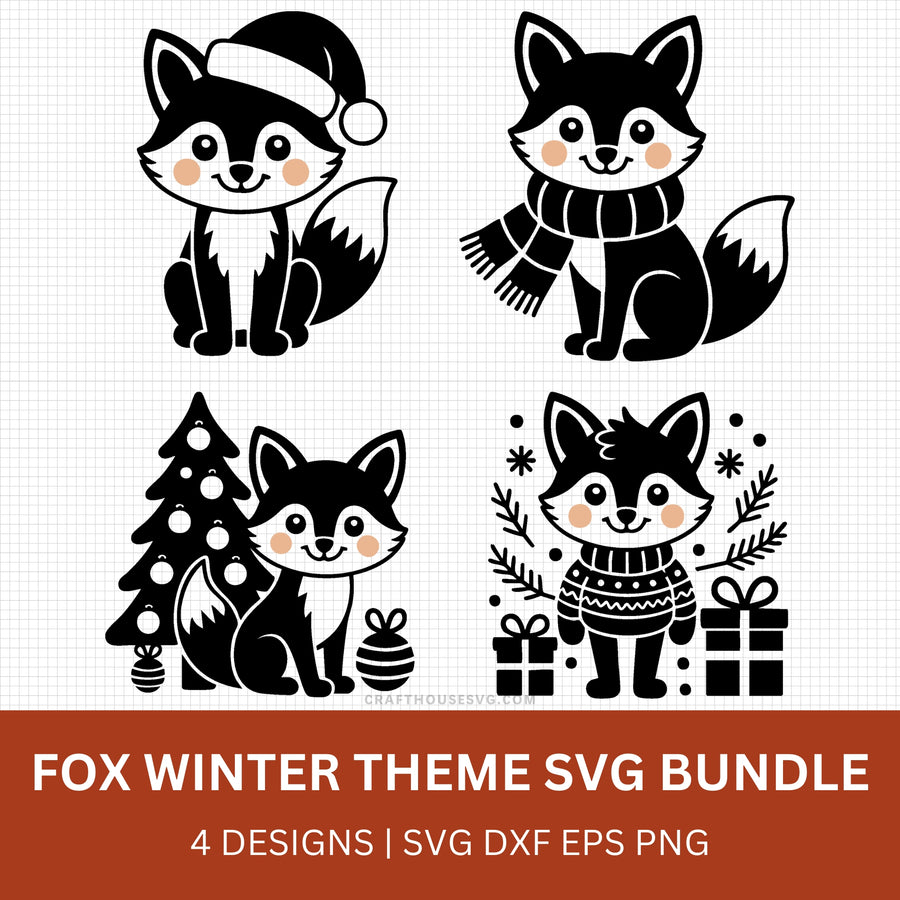 Winter Theme Fox SVG Bundle - Craft House SVG