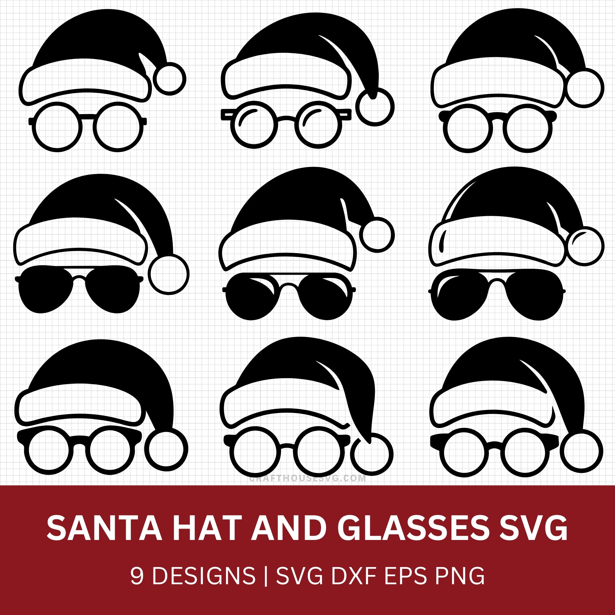 Santa Hat and Glasses SVG Bundle