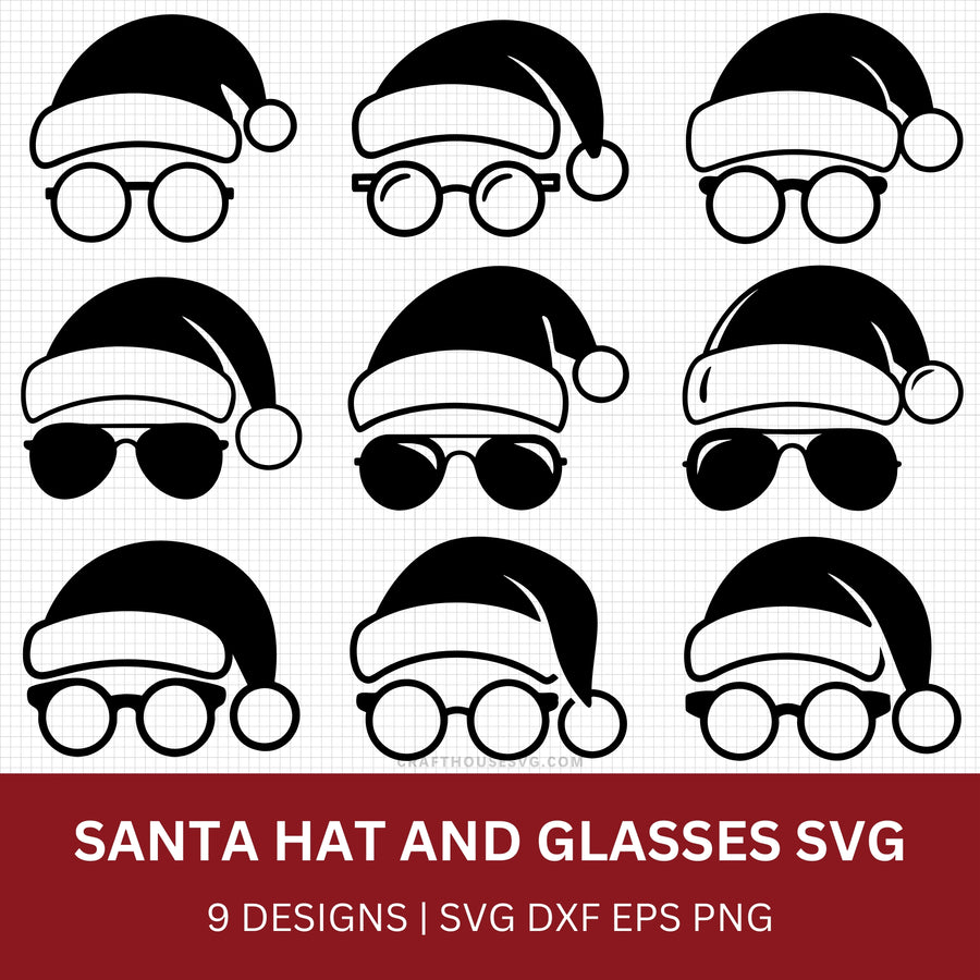 Santa Hat and Glasses SVG Bundle - Craft House SVG