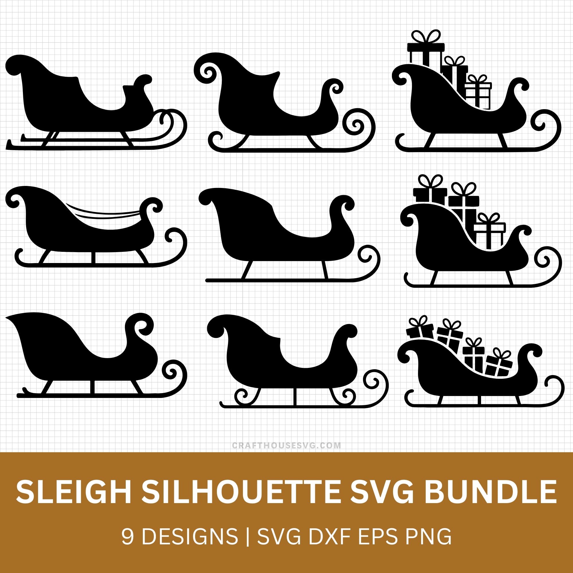 Sleigh Silhouette SVG Bundle