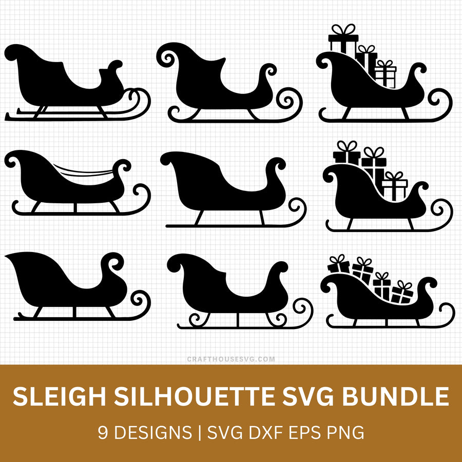 Sleigh Silhouette SVG Bundle - Craft House SVG