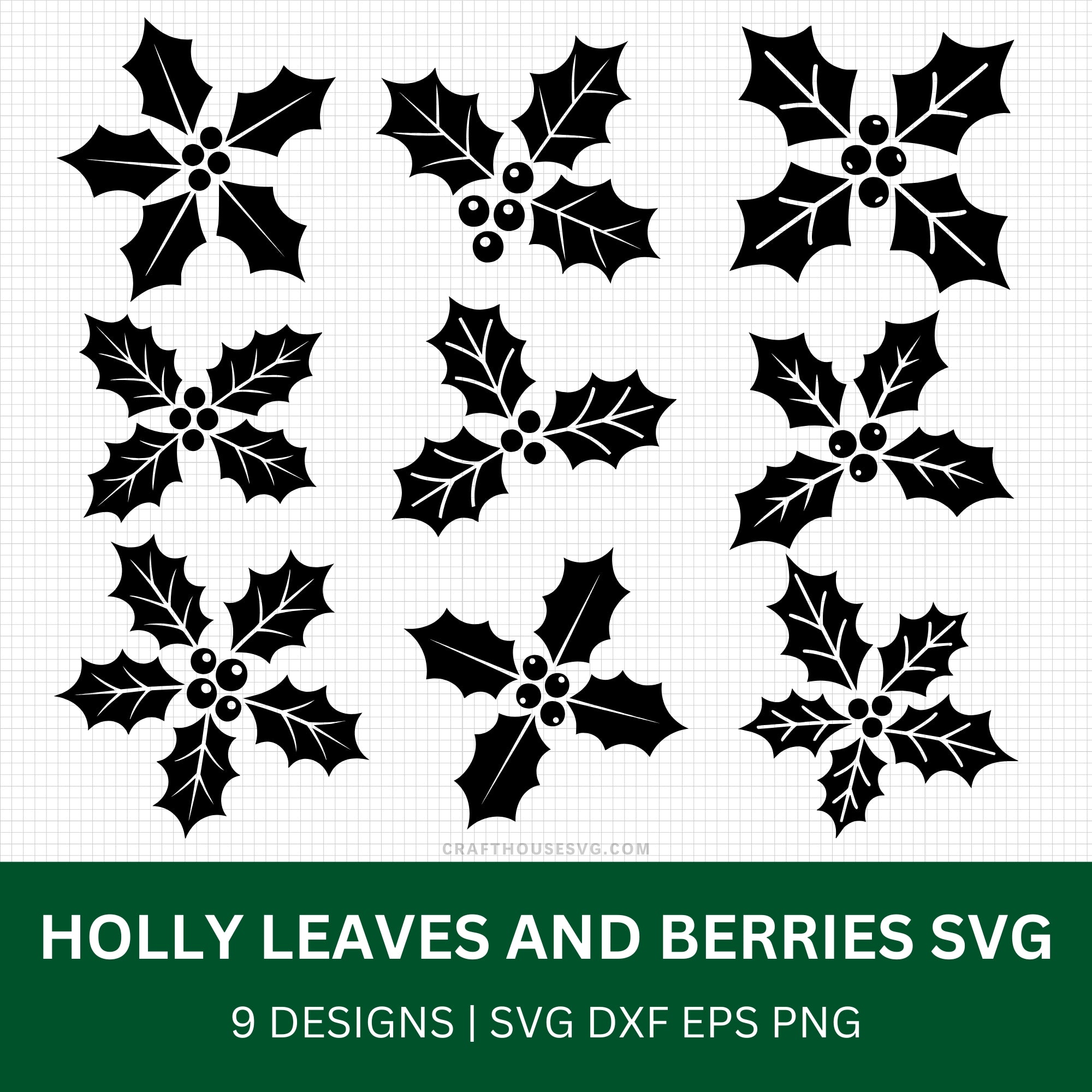 Holly Leaves and Berries SVG Bundle