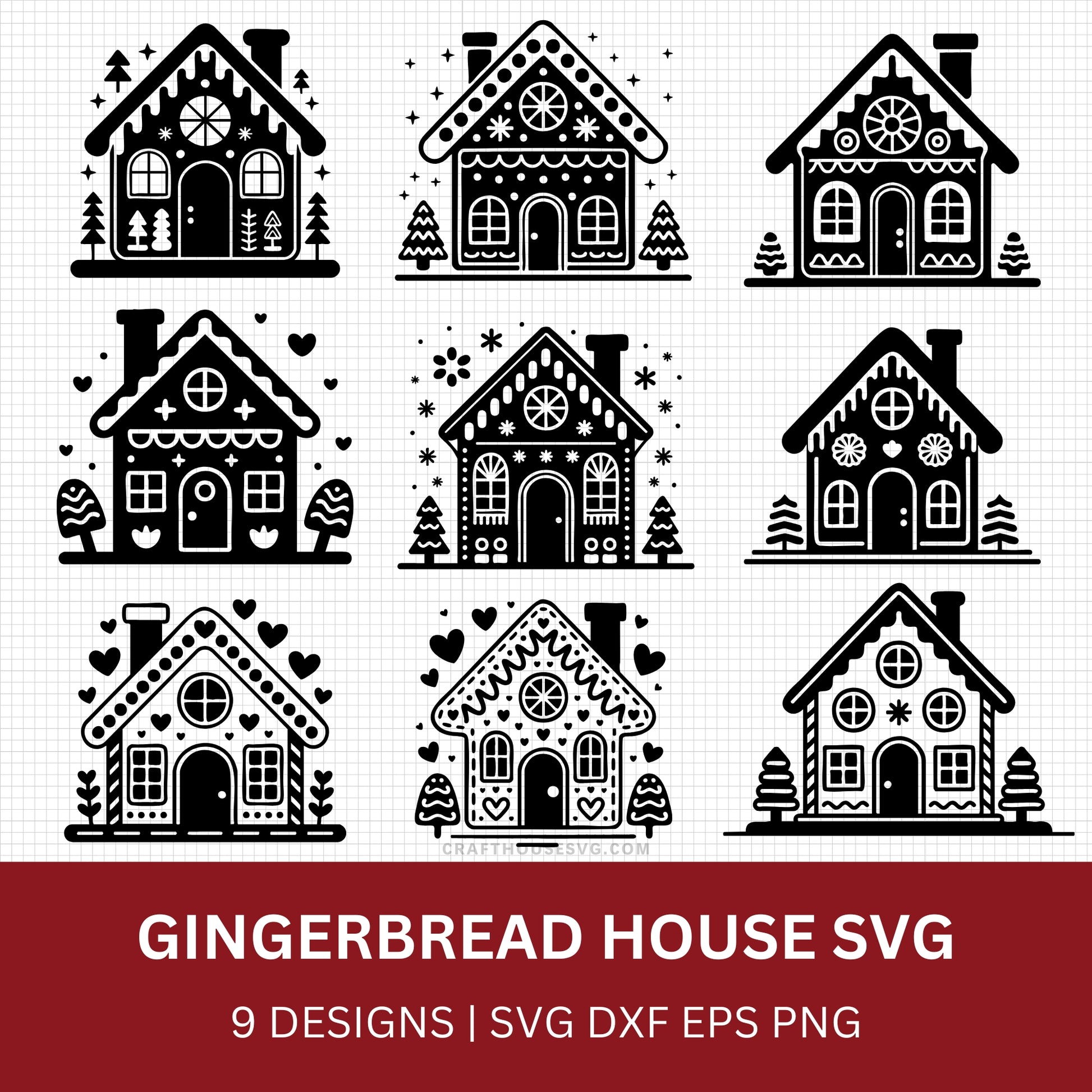 Gingerbread House SVG Bundle - Craft House SVG