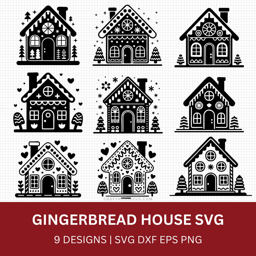 Gingerbread House SVG Bundle - Craft House SVG
