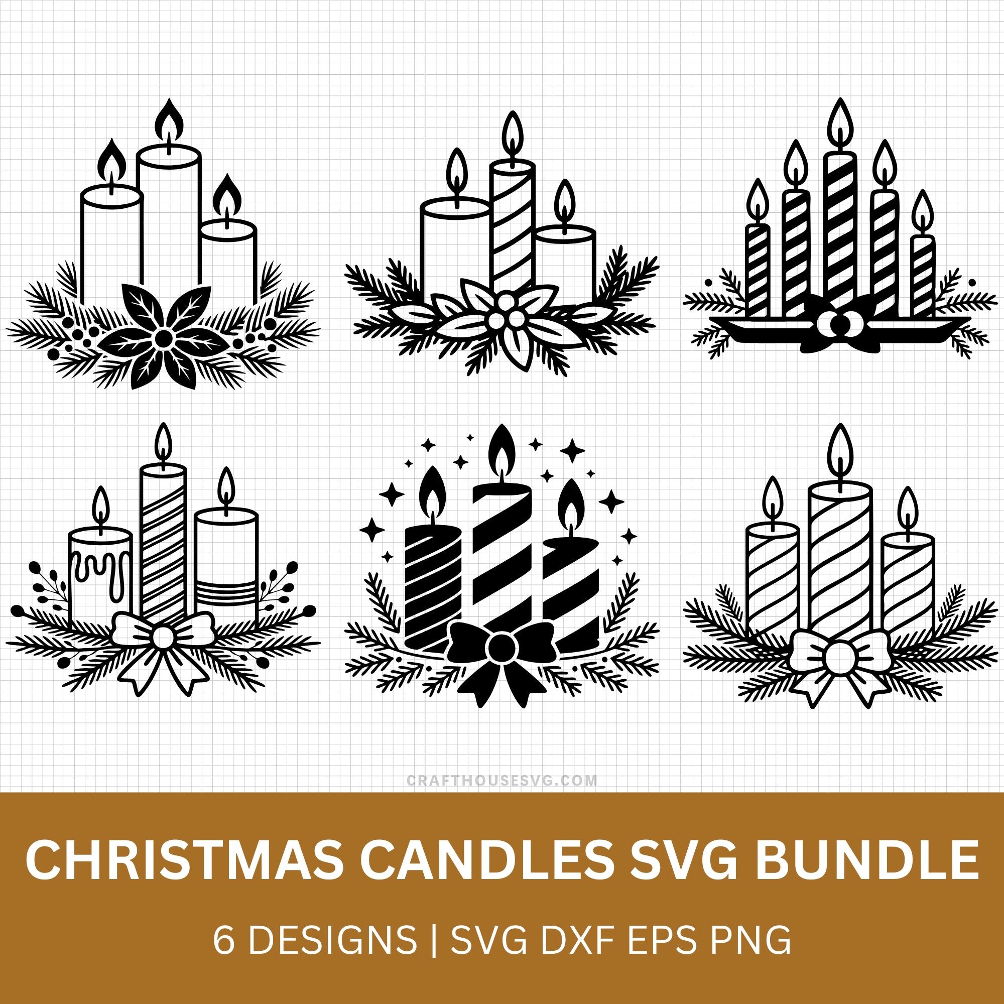 Christmas Candles SVG Bundle - Craft House SVG
