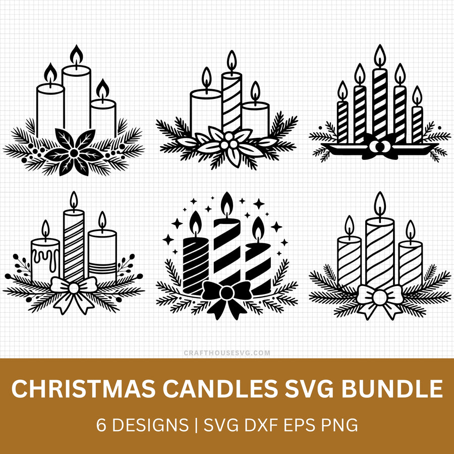 Christmas Candles SVG Bundle - Craft House SVG
