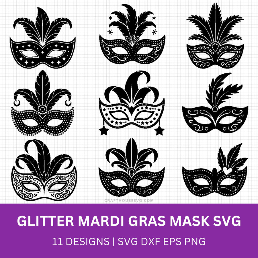 Glitter Mardi Gras Mask SVG Bundle - Craft House SVG