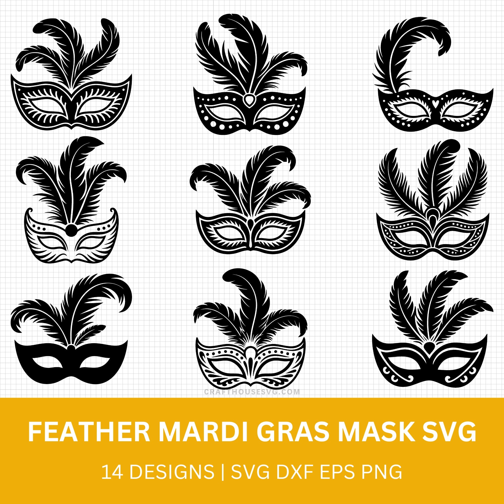 Feather Mardi Gras Mask SVG Bundle
