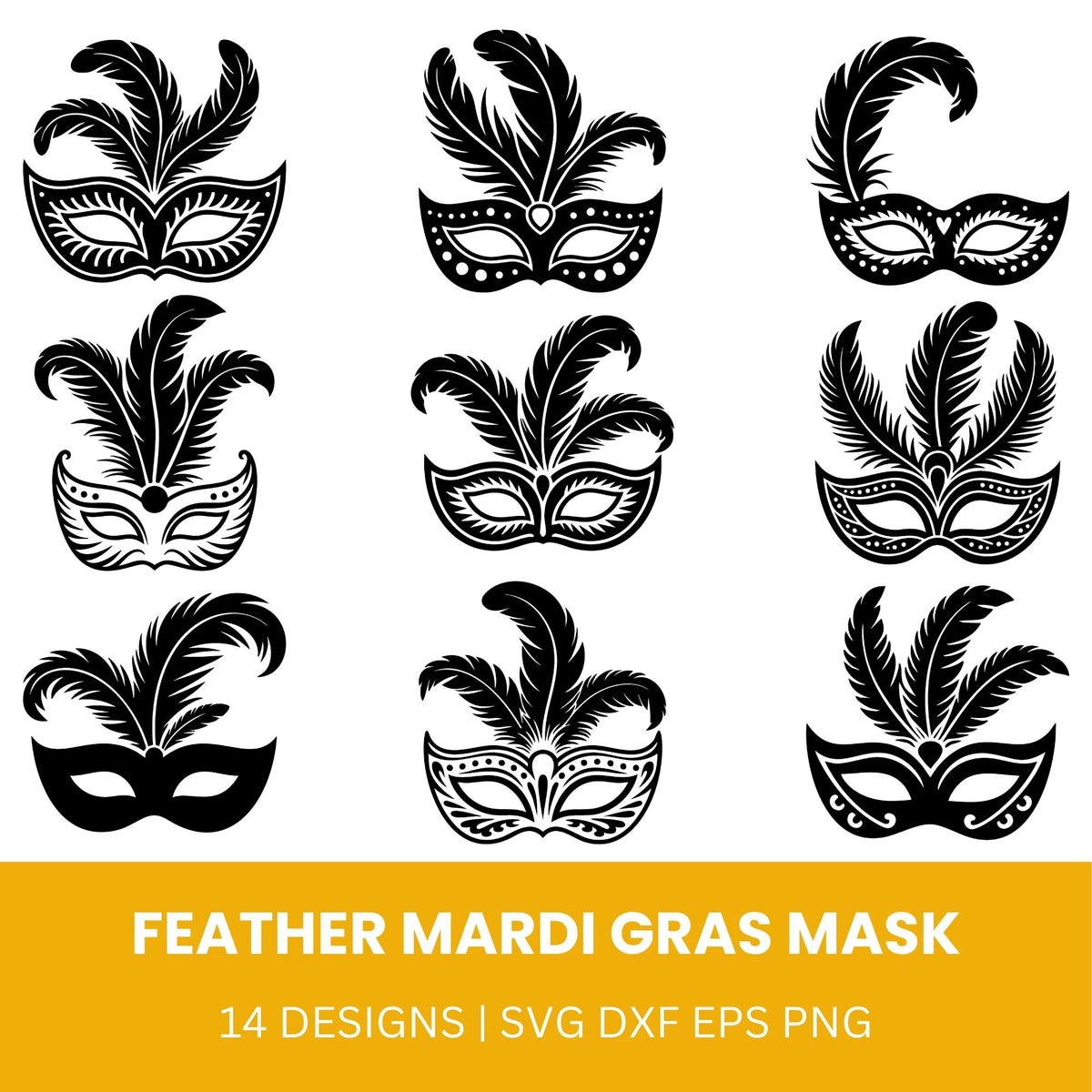 Feather Mardi Gras Mask SVG Bundle