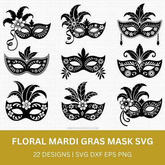 Floral Mardi Gras Mask SVG Bundle