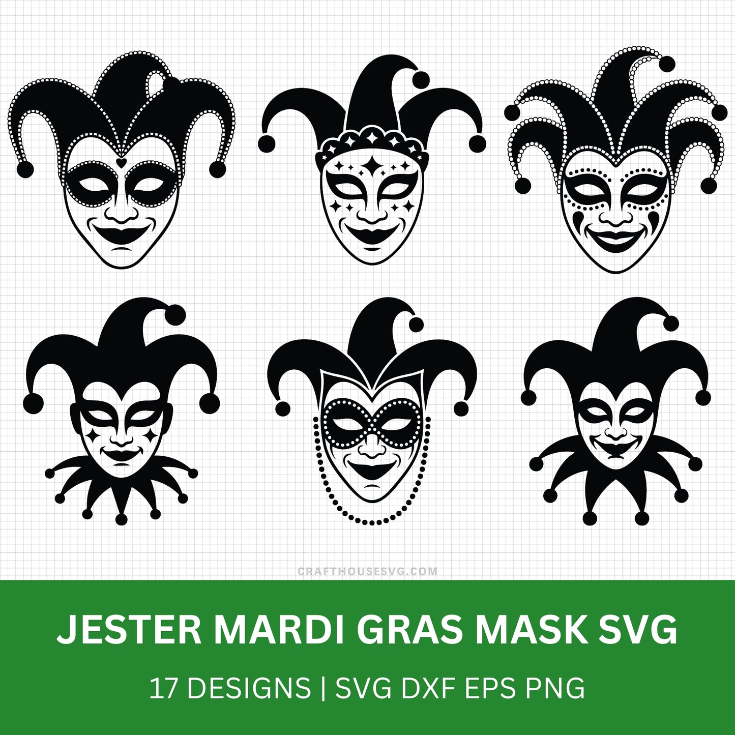 Jester Mardi Gras Mask SVG Bundle