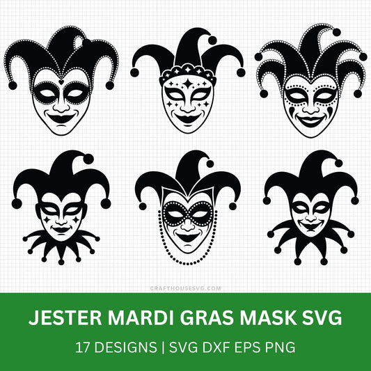 Jester Mardi Gras Mask SVG Bundle