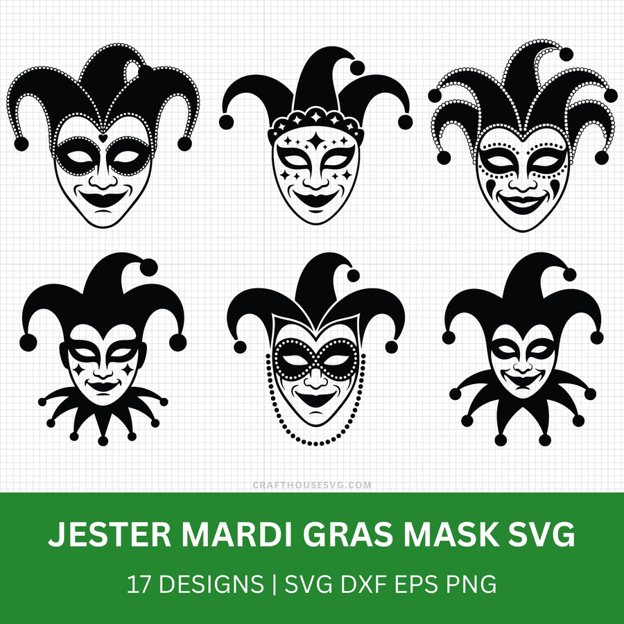 Jester Mardi Gras Mask SVG Bundle - Craft House SVG