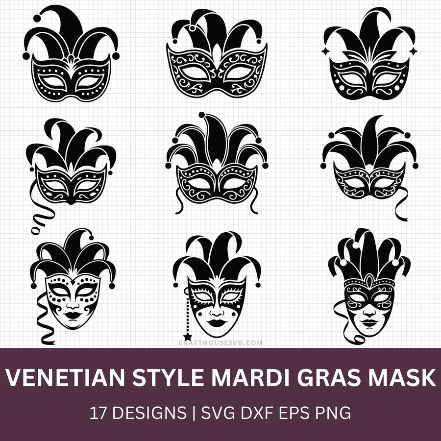 Venetian Mardi Gras Mask SVG Bundle - Craft House SVG