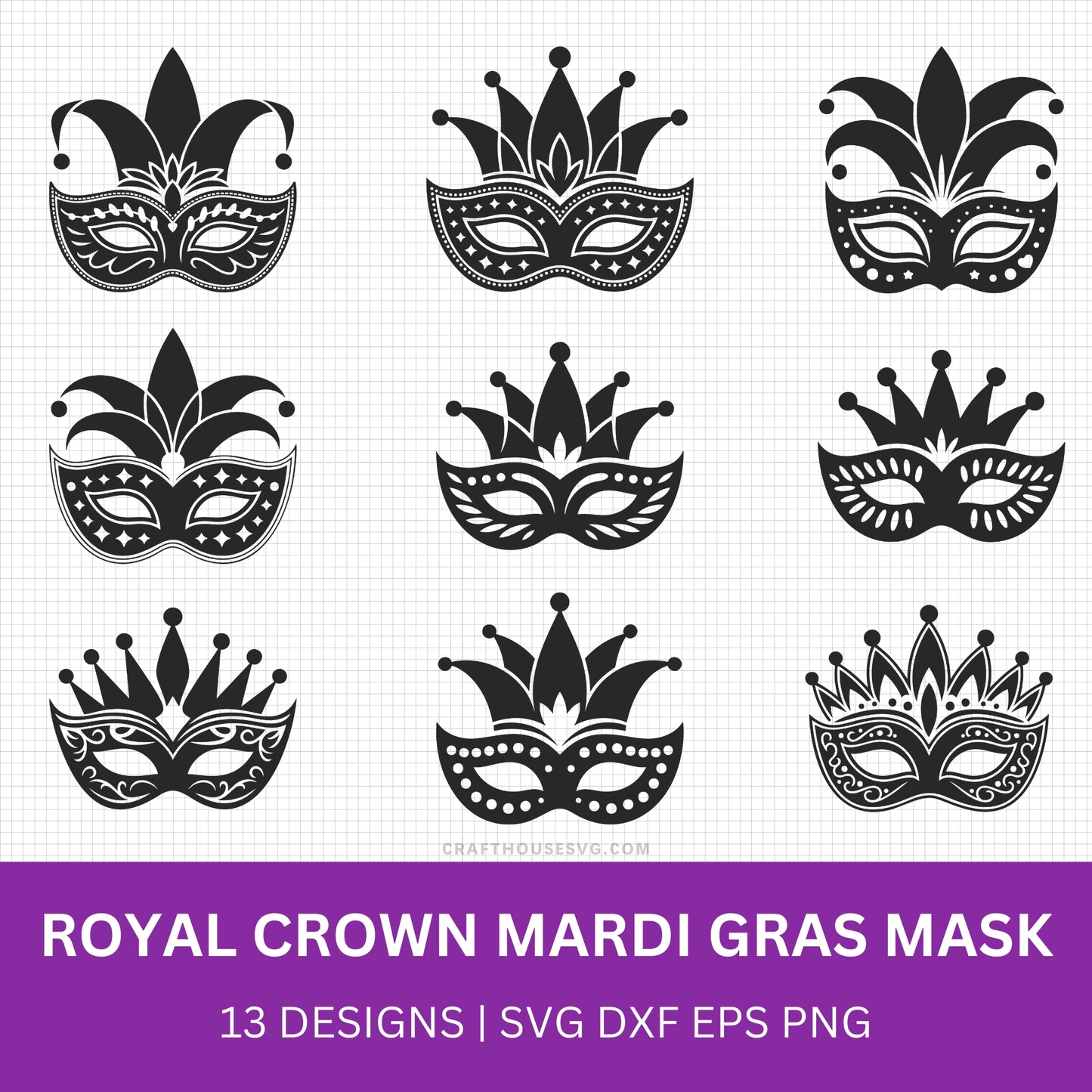 Royal Crown Mardi Gras Mask SVG Bundle