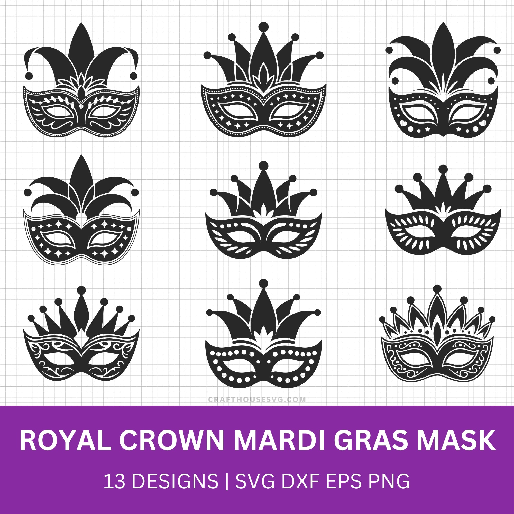 Royal Crown Mardi Gras Mask SVG Bundle