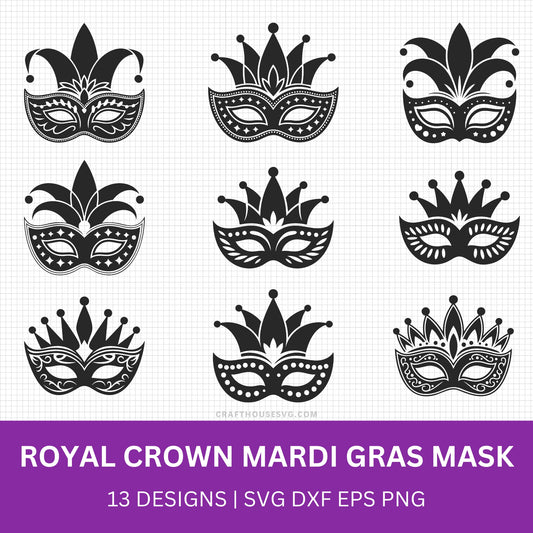Royal Crown Mardi Gras Mask SVG Bundle