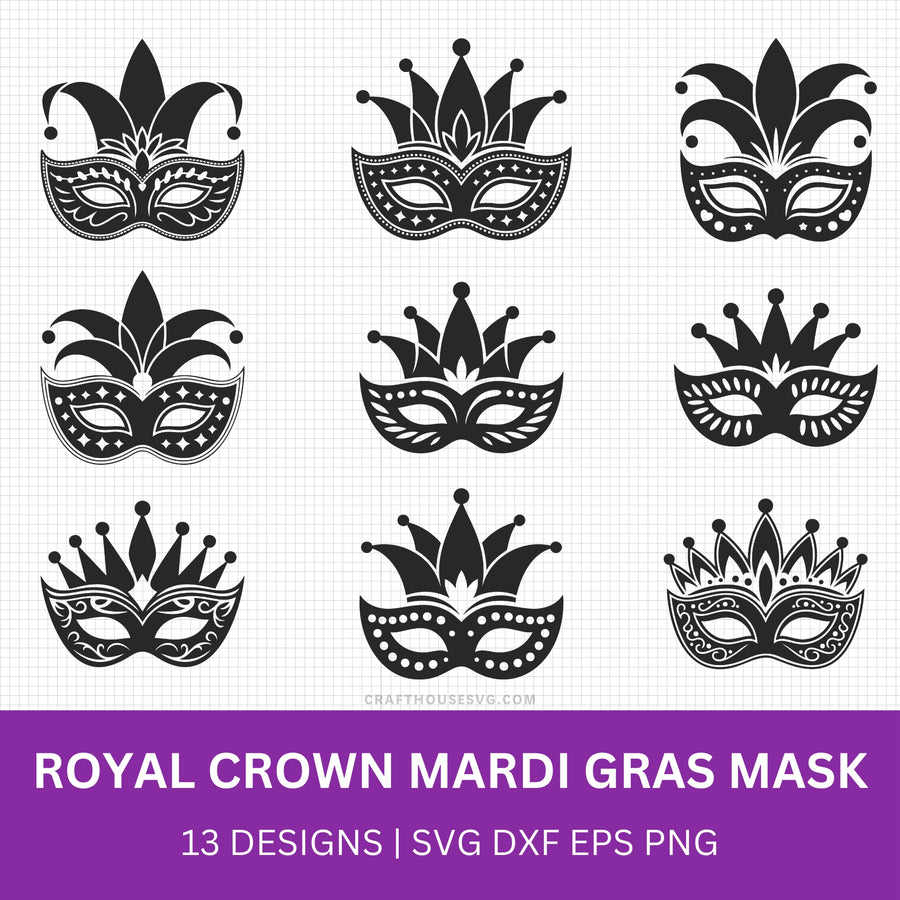 Royal Crown Mardi Gras Mask SVG Bundle - Craft House SVG