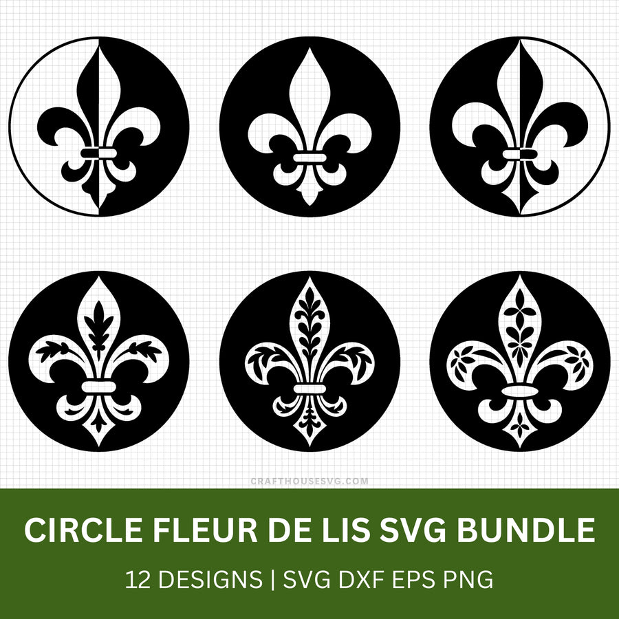 Circle Fleur de lis SVG Bundle - Craft House SVG