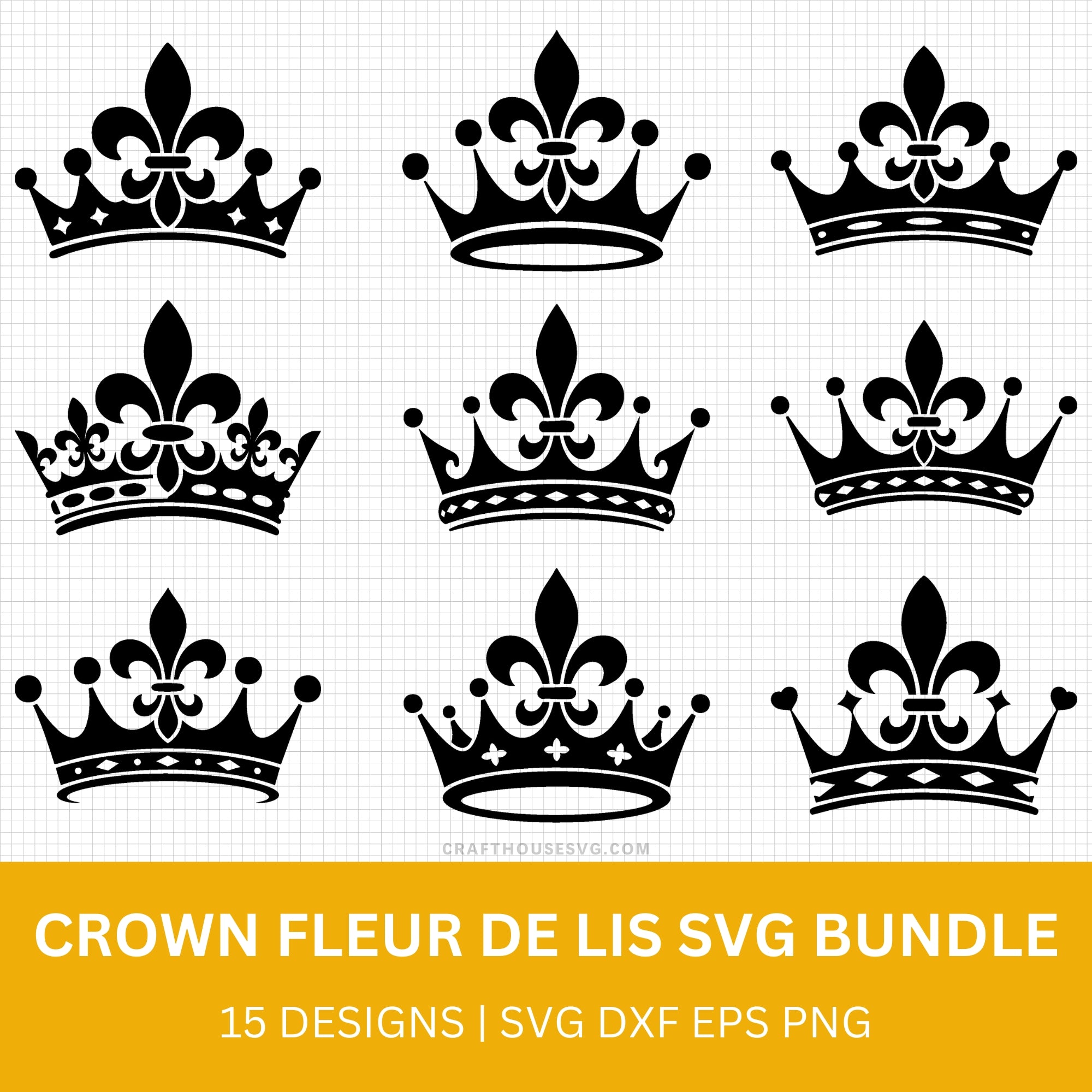 Crown Fleur-de-lis SVG Bundle