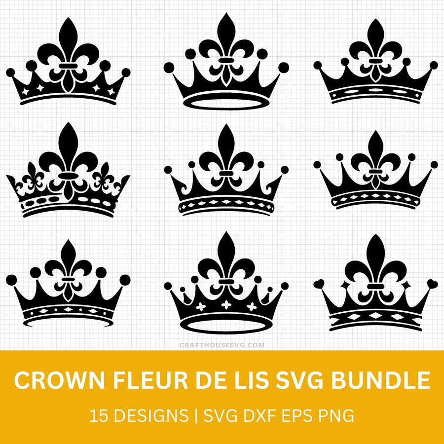Crown Fleur-de-lis SVG Bundle - Craft House SVG